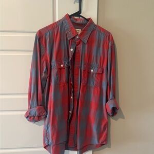 Old Navy Red and Gray Checkered Shirt